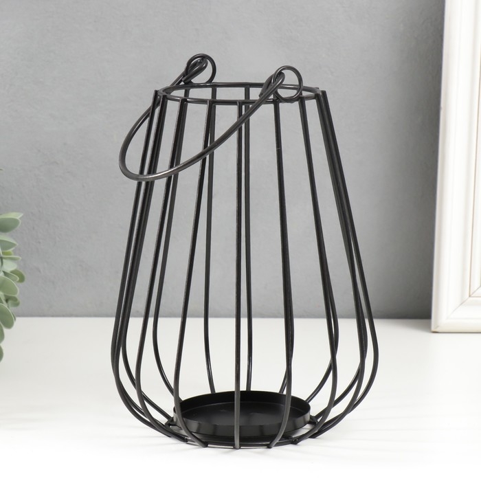 Подсвечник металл на 1 свечу "Лофт. Вазон" чёрный 22х15х15 см