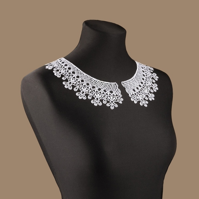 Воротник пришивной, гипюровый, 23 &times; 7,5 см, цвет белый