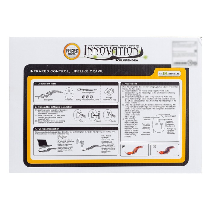 Животное радиоуправляемое «Сороконожка», работает от аккумулятора, свет, МИКС Животное радиоуправляемое «Сороконожка», работает от аккумулятора, свет, МИКС