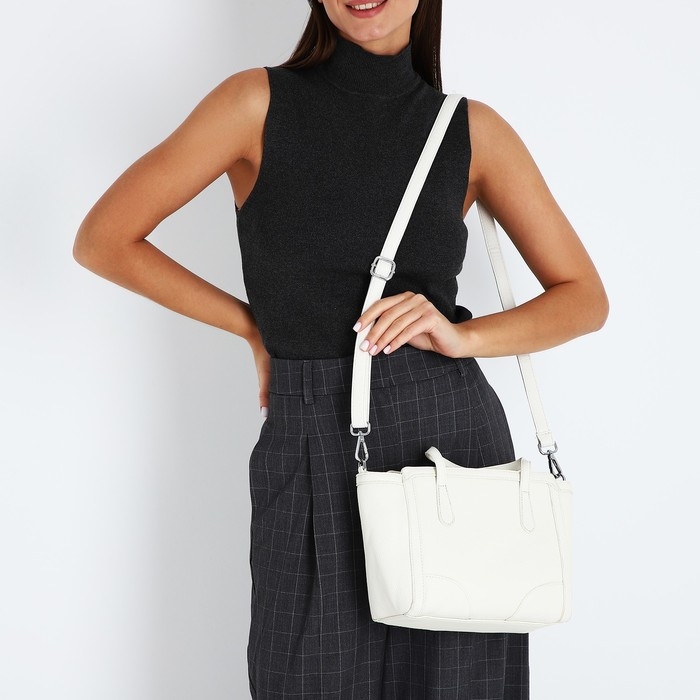 Сумка женская тоут на молнии, цвет белый Сумка женская тоут на молнии, цвет белый