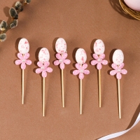 Шпажки яйцо цветочек розовый, набор 6 шт. Шпажки яйцо цветочек розовый, набор 6 шт.