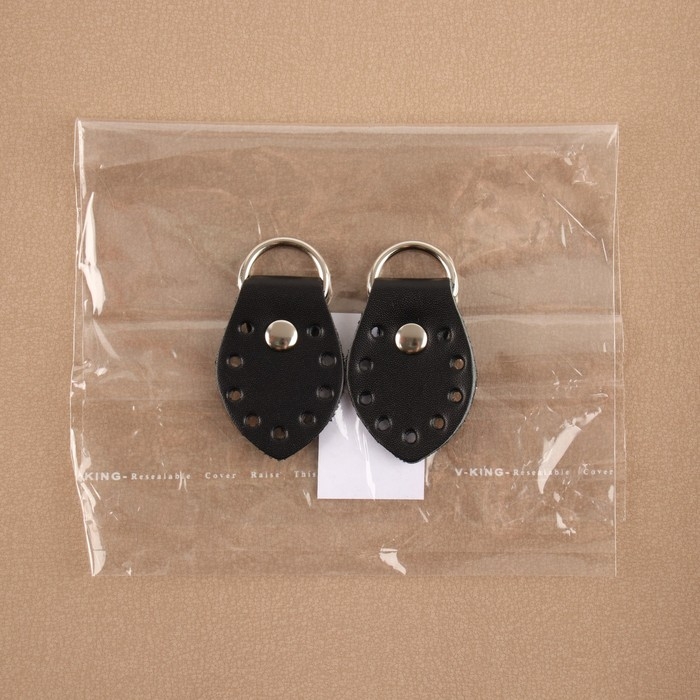 Петля пришивная для сумки, с полукольцом, пара, 6 &times; 3,5 см, цвет чёрный/никель