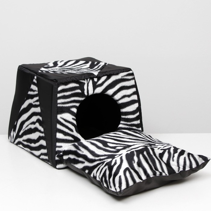 Дом-трансформер трапеция 43 х 43 х 34 см, расцветка зебра Дом-трансформер трапеция 43 х 43 х 34 см, расцветка зебра