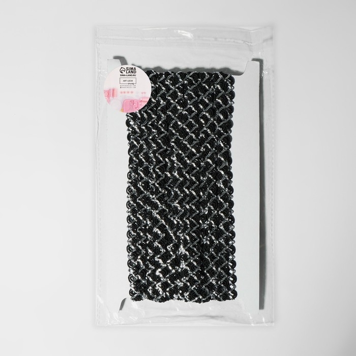 Тесьма декоративная, 10 мм, 10 ± 1 м, цвет чёрный/серебряный Тесьма декоративная, 10 мм, 10 ± 1 м, цвет чёрный/серебряный