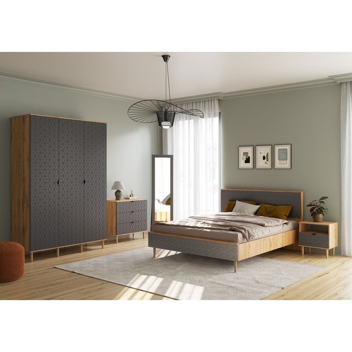 Комод "Денвер" 3 ящика, 828х410х800, Дуб вотан / Графит