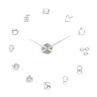 Часы настенные интерьерные большие для кухни, 3d "Время кофе", наклейка, d-120 см Часы настенные интерьерные большие для кухни, 3d "Время кофе", наклейка, d-120 см