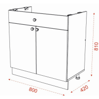 Шкаф напольный под мойку 800х420х810 Ясень шимо темный/Светлый
