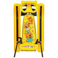 Снегокат с колёсами &laquo;Тимка спорт 6 Три кота&raquo;, ТС6/ТК, с родительской ручкой, со спинкой и ремнём безопасности, цвет жёлтый/чёрный
