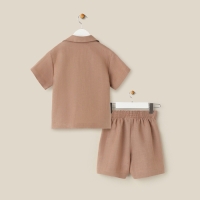 Костюм детский домашний (рубашка и шорты) SL HOME р 38 (146-152), кофейный