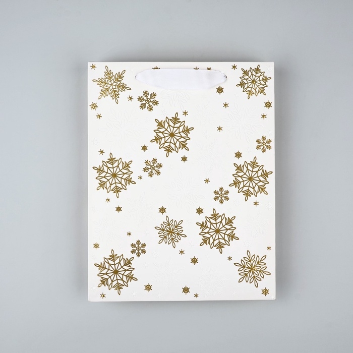 Пакет подарочный новогодний ламинированный &laquo;Снежинки&raquo;, MS 18 х 23 х 10 см