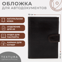 Обложка для автодокументов и паспорта, отдел для купюр, TEXTURA, цвет коричневый Обложка для автодокументов и паспорта, отдел для купюр, TEXTURA, цвет коричневый