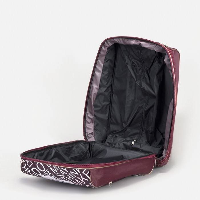 Чемодан малый с сумкой, 20", отдел на молнии, наружный карман, цвет бордовый