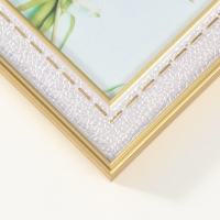 Фоторамка пластик на 2 фото 10х15 см "Фактура под кожу со стежками" серебро с золотом