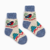 Носки детские шерстяные &laquo;Снегирь в лесу&raquo;, цвет белый, размер 12