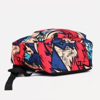 Рюкзак школьный из текстиля на молнии, 3 кармана, цвет красный/синий