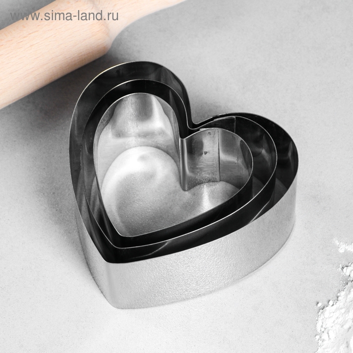 Набор форм для выпечки и выкладки &laquo;Сердце&raquo;, 11х10х5 см, 3 шт