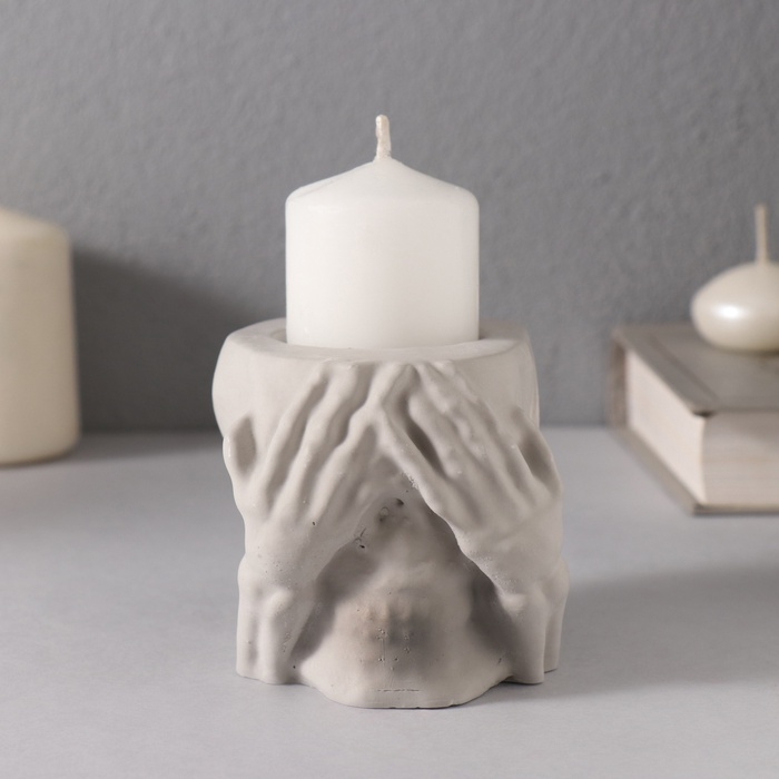 Подсвечник Подсвечник "Череп Прятки" 7*10см т.серый