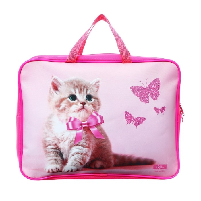 Папка с ручками текстильная А4, 350 х 270 х 100 мм, Calligrata TOP Папка с ручками текстильная А4, 350 х 270 х 100 мм, Calligrata TOP "Милый котик"