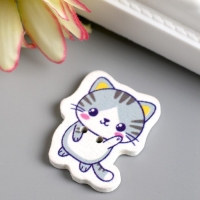 Набор пуговиц для творчества дерево "Котёночек - Привет!" набор 15 шт 2,7х2,3 см