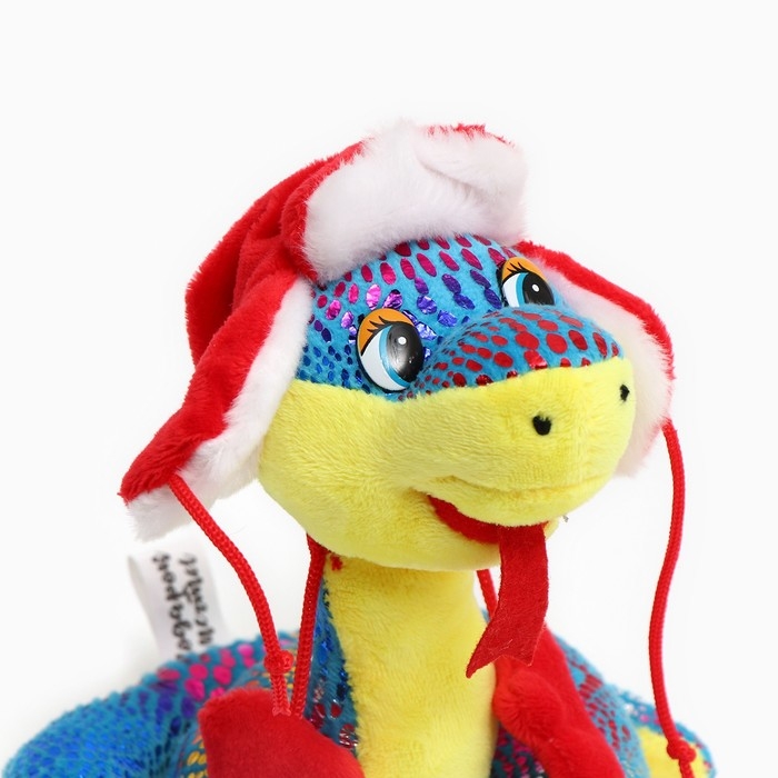 Мягкая игрушка &laquo;Змея&raquo;, в шапке ушанке, 15 см, цвет синий