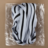 Тесьма трикотажная лампас 30 мм, 9,1 &plusmn; 0,5 м, цвет серый/чёрный