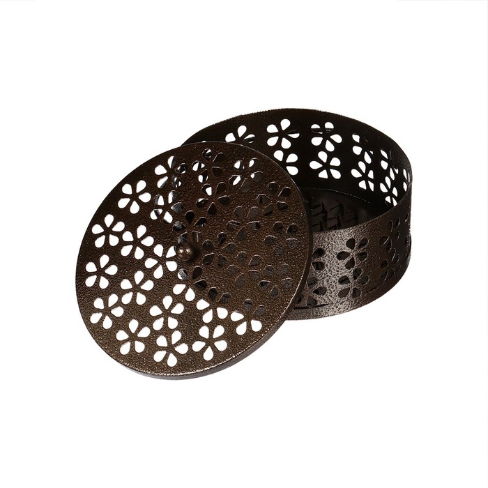 Подставка под спирали от комаров, для благовоний, с крышкой, металл, бронзовая, Greengo Подставка под спирали от комаров, для благовоний, с крышкой, металл, бронзовая, Greengo