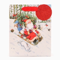 Новый год. Пакет подарочный "На санях", люкс, 18 х 22,3 х 10 см. Новый год. Пакет подарочный "На санях", люкс, 18 х 22,3 х 10 см.