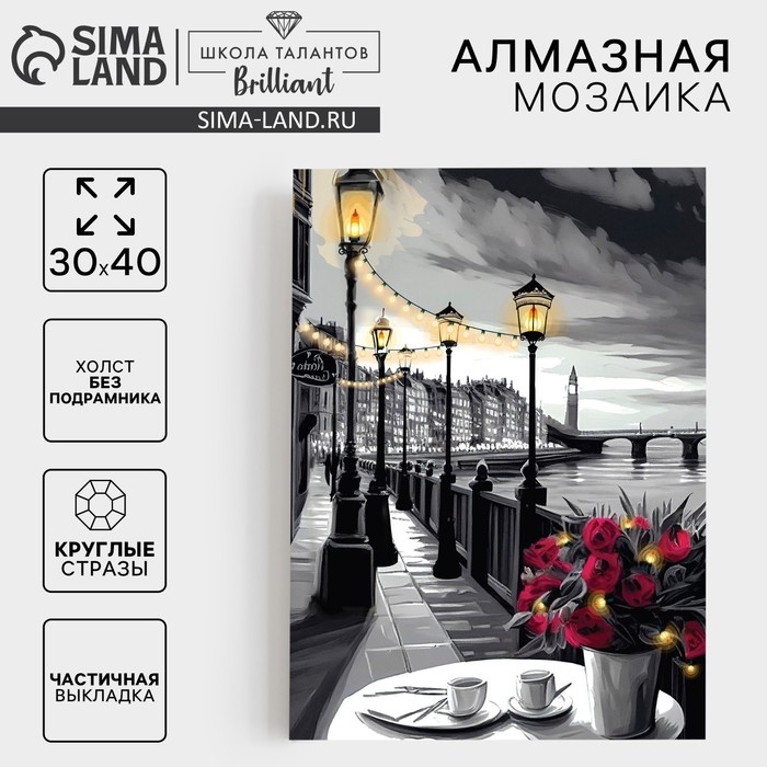 Алмазная мозаика с частичным заполнением на холсте &laquo;Набережная&raquo;, 30 х 40 см