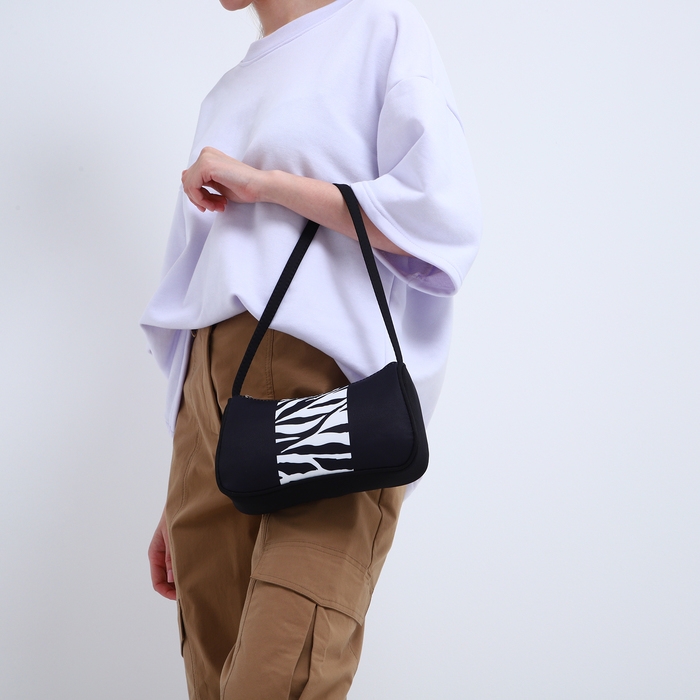 Сумка женская багет из текстиля, &laquo;Зебра&raquo;, 23х13х5 см.