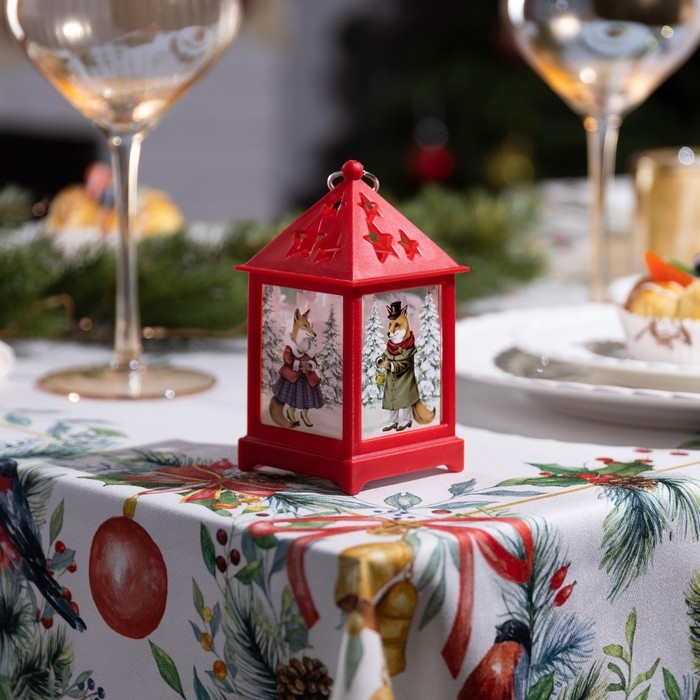 Светодиодная фигура &laquo;Красный фонарь с лисами&raquo; 6.3 &times; 12 &times; 6.3 см, пластик, батарейки AG13х3 (в комплекте), свечение тёплое белое