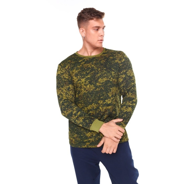 Лонгслив мужской с начёсом, пиксель МИКС, цвет тёмно-зелёный, размер 56 Лонгслив мужской с начёсом, пиксель МИКС, цвет тёмно-зелёный, размер 56