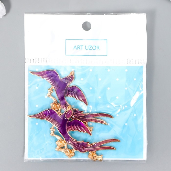 Декор для творчества металл Декор для творчества металл "Птица-феникс" эмаль, золото 2,9х5,6 см