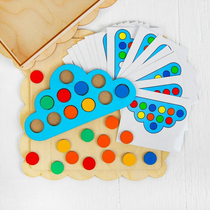 Развивающая игрушка &laquo;Умное облачко&raquo;, d кружков (60 шт.): 2 см, в наборе 15 карточек