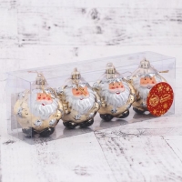 Украшение ёлочное "Дед Мороз - толстячок" (набор 4 шт) 6х6,5 см, золото