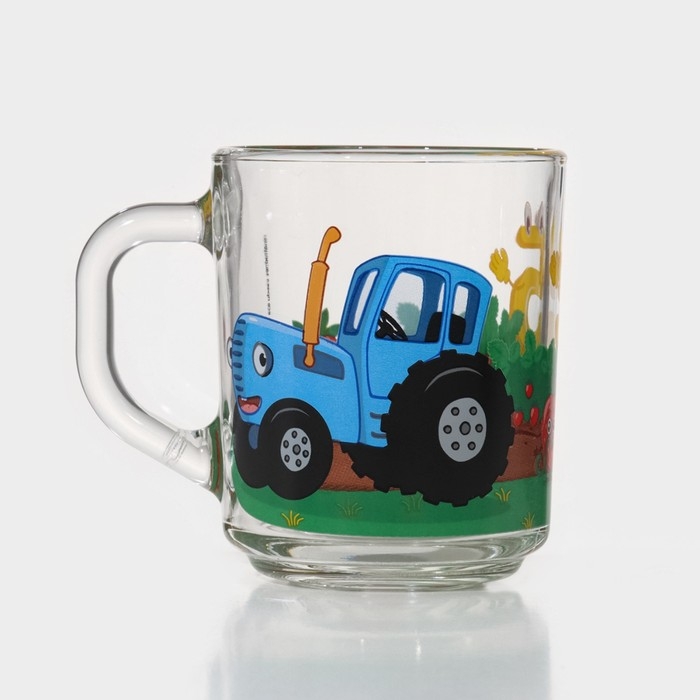 Набор стеклянной посуды &laquo;Синий трактор. Цифры&raquo;, 3 предмета: кружка 250 мл, тарелка 19,5 см, салатник 13 см