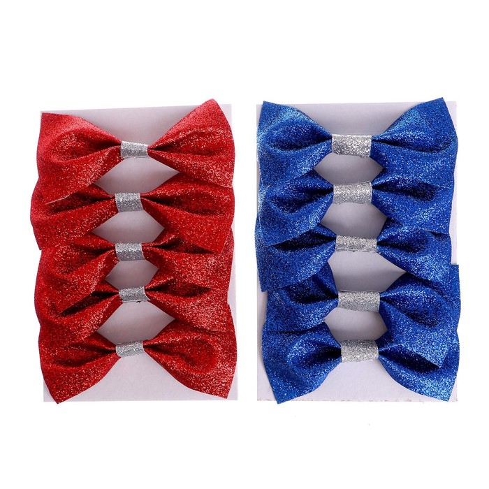 Новогодний декор на ёлку &laquo;Бантики&raquo; набор 5 шт., цвет МИКС