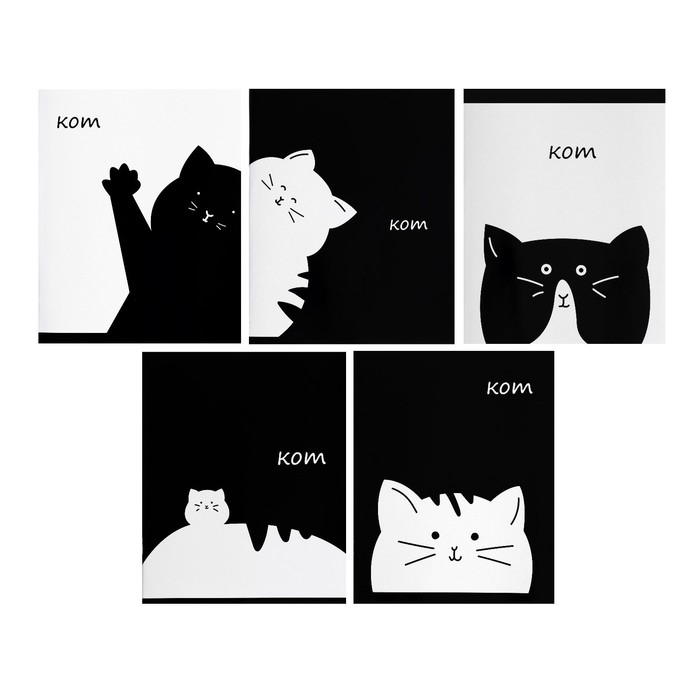 Тетрадь 48 листов в линейку Calligrata Тетрадь 48 листов в линейку Calligrata "Кот", обложка мелованный картон, Уф-лак, блок офсет, МИКС