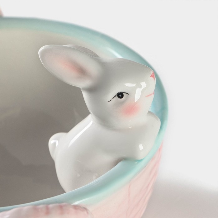 Конфетница &laquo;Зайка&raquo;, 800 мл, 19,5&times;16,5&times;12,5 см, цвет розовый