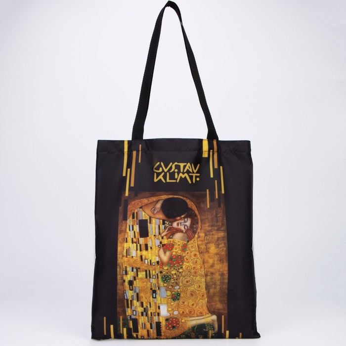 Сумка-шопер &laquo;Поцелуй&raquo;, без молнии, без подкладки, цвет чёрный