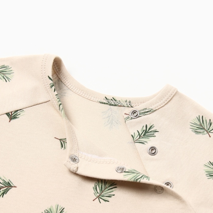Комбинезон  с шапочкой Крошка Я "Еловые веточки", рост 62-68 см, бежевый