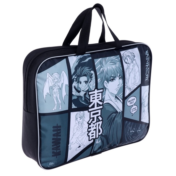 Папка с ручками текстильная А4, 350 х 270 х 70 мм, Calligrata, Папка с ручками текстильная А4, 350 х 270 х 70 мм, Calligrata, "Аниме"