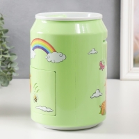 Копилка пластик "Банка. Жирафики" кодовый замок, звук АА зелёный 15х21 см