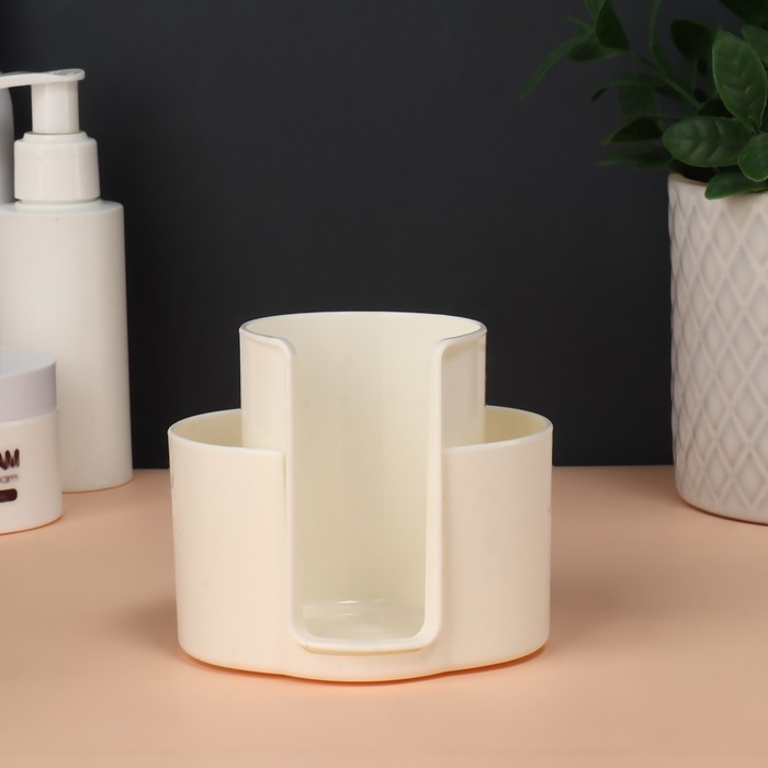 Контейнер для хранения косметических принадлежностей &laquo;Zoy&raquo;, 10 х 8,2 х 8,6 см цвет слоновая кость