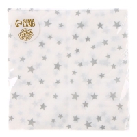 Салфетки бумажные &laquo;Звёздочки&raquo;, 33х33 см, набор 20 шт., цвет серебряный