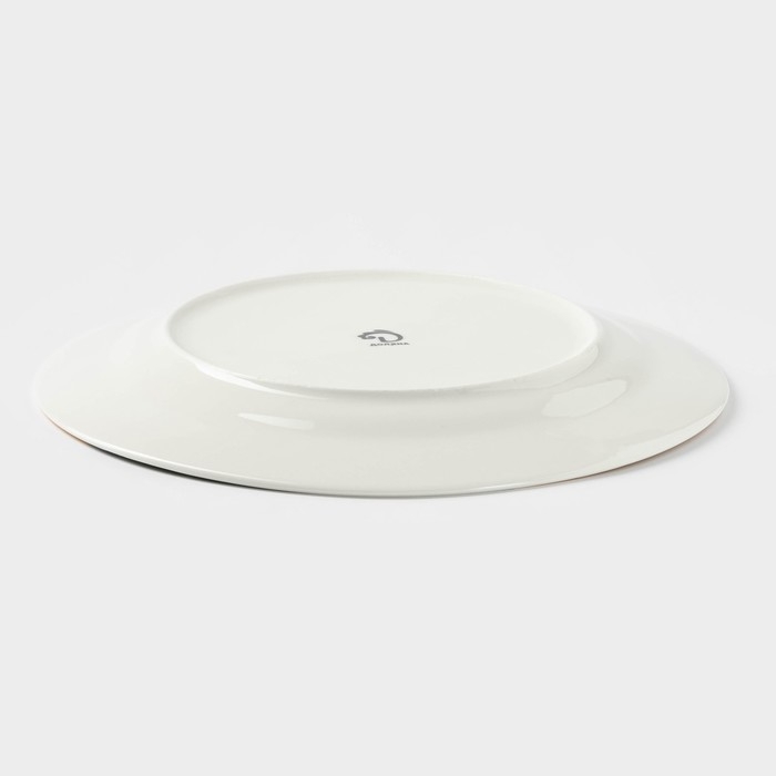 Тарелка фарфоровая обеденная Доляна &laquo;Малахитовая шкатулка&raquo;, d=25 см, цвет зелёный