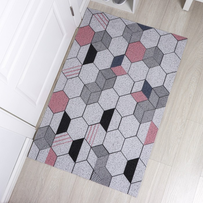 Коврик придверный грязезащитный Доляна &laquo;Соты&raquo;, вырезной, 80&times;120 см