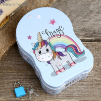 Копилка металл "Единорожек" с ключом 17х6х14 Копилка металл "Единорожек" с ключом 17х6х14