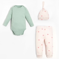 Комплект: боди, шапочка и брюки Крошка Я &laquo;Зайчик&raquo;, рост 86-92 см