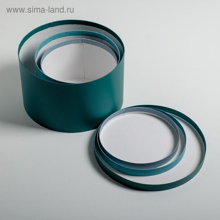 Набор шляпных коробок для цветов 3 в 1, упаковка подарочная, &laquo;Бирюза&raquo;, 18 х 13 см - 25 х 15 см