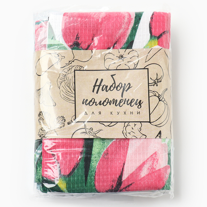 Набор кухонных полотенец Доляна &laquo;Цвети&raquo; 35х60см-4шт, 100% хл